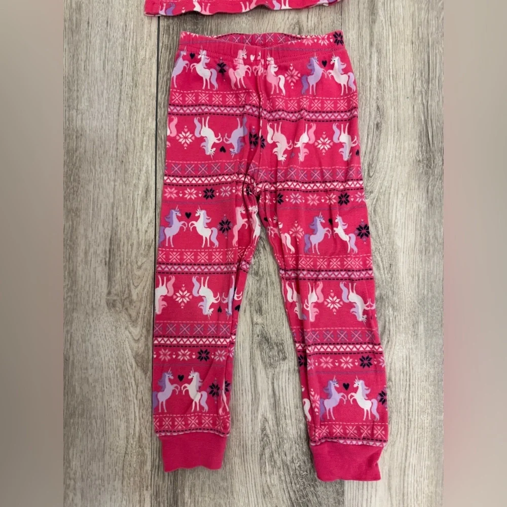 Gymboree Pink and White Pajama Set with Unicorn Pattern